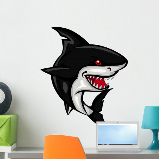 angry shark cartoon Wall Decal