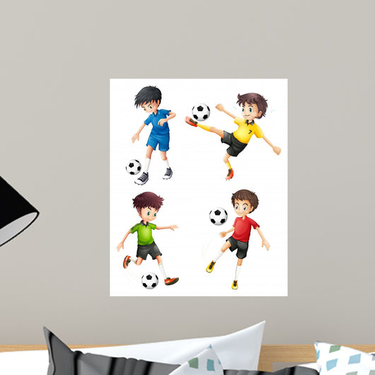 Four Soccer Players Different