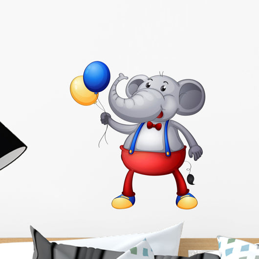 An Elephant with Balloons Wall Decal