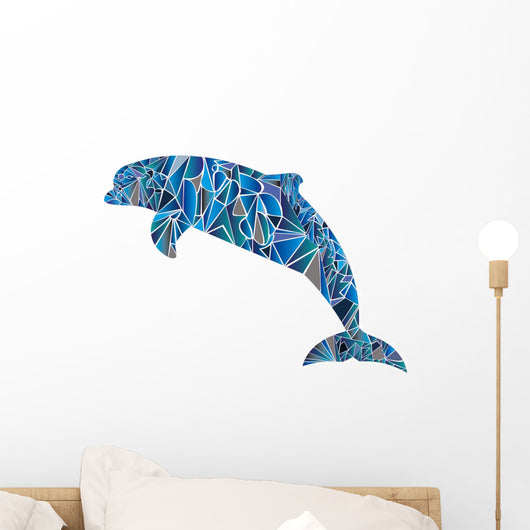 Illustration of Dolphin Composed of Colors Wall Decal