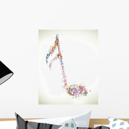 Vector Illustration of an Abstract Background with Music notes Wall Decal