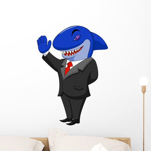 Business shark cartoon Wall Decal