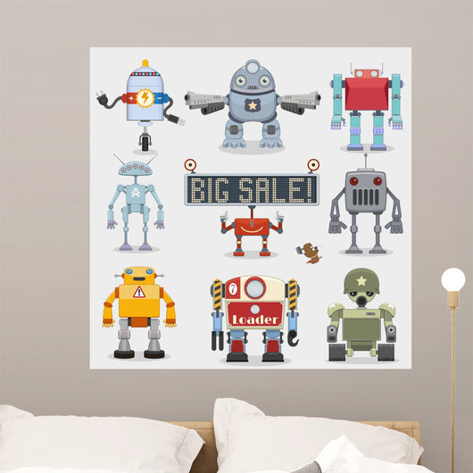 Nine Cartoon robots Wall Decal