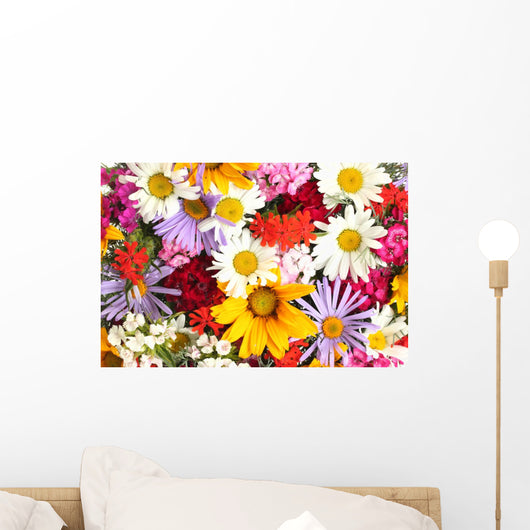 beautiful bouquet of bright wildflowers, close up Wall Mural