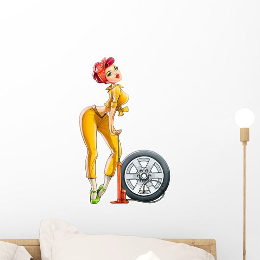 Girl Auto Mechanic Wall Decal