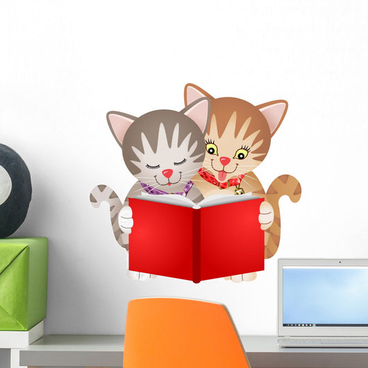 Cats Reading a Book Wall Decal