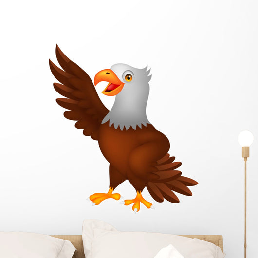 Eagle cartoon waving Wall Decal