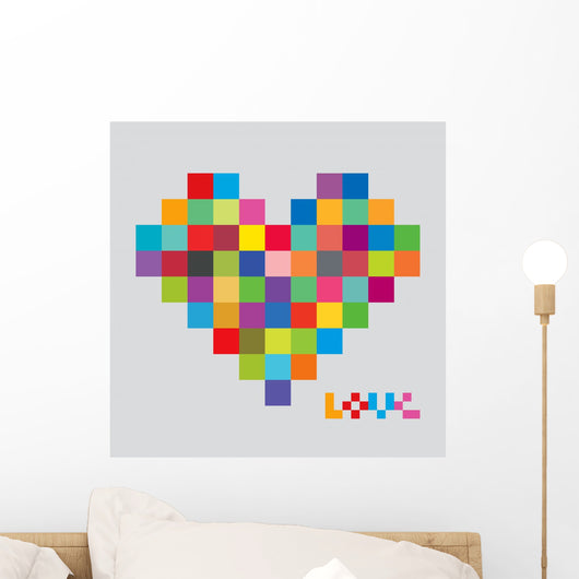Heart of Color Pixels Heart Bit Wall Decal