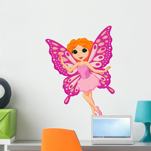 Illustration of a beautiful pink fairy Wall Decal