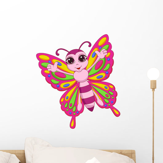Cute butterfly cartoon Wall Decal