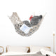 Cute Gray Kitten Sleep in Hammock with Open Book Wall Decal