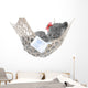 Cute Gray Kitten Sleep in Hammock with Open Book Wall Decal