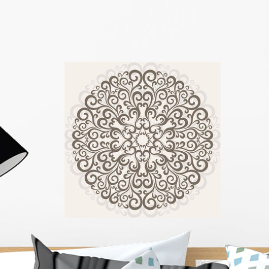 Curl pattern background. Ornamental round lace. Wall Mural
