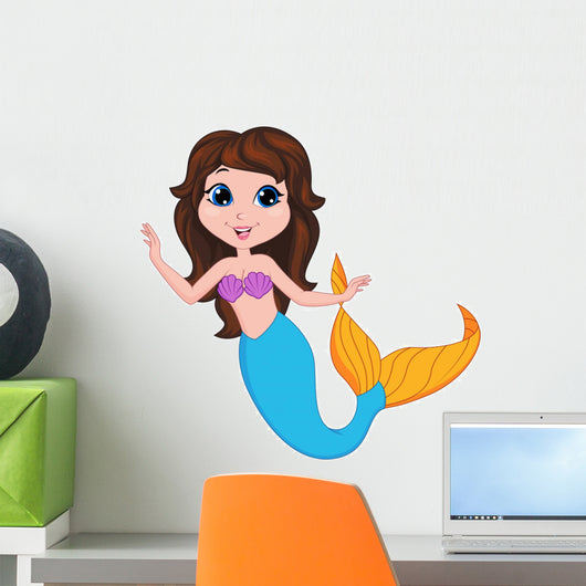 Cute Mermaid Cartoon Wall Decal