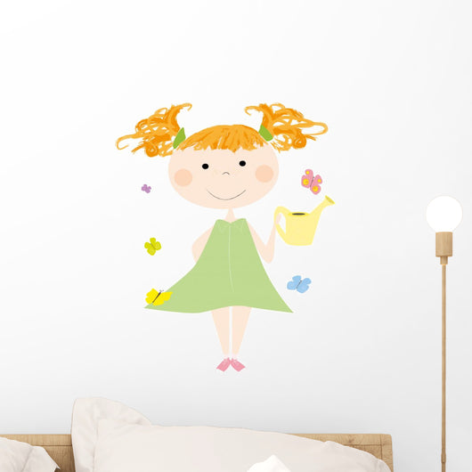 Smiling Little Girl Spring Wall Mural