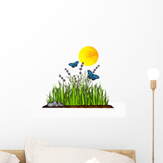 Lavanda E Farfalle Blu Wall Decal