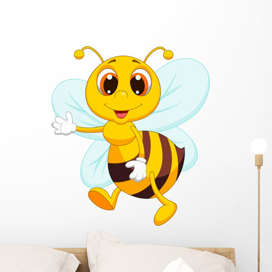 Cute bee cartoon waving Wall Decal