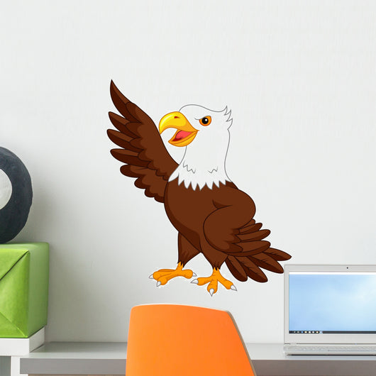 Eagle Cartoon Waving Wall Decal