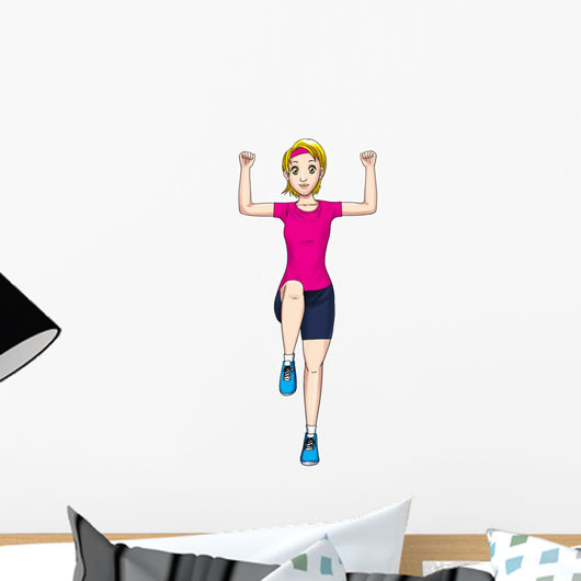 Cartoon illustration of a woman aerobic exercising Wall Decal