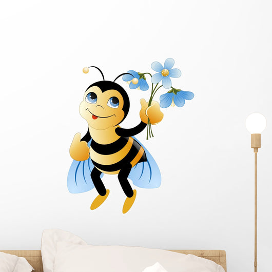 Bee with Flowers Wall Decal