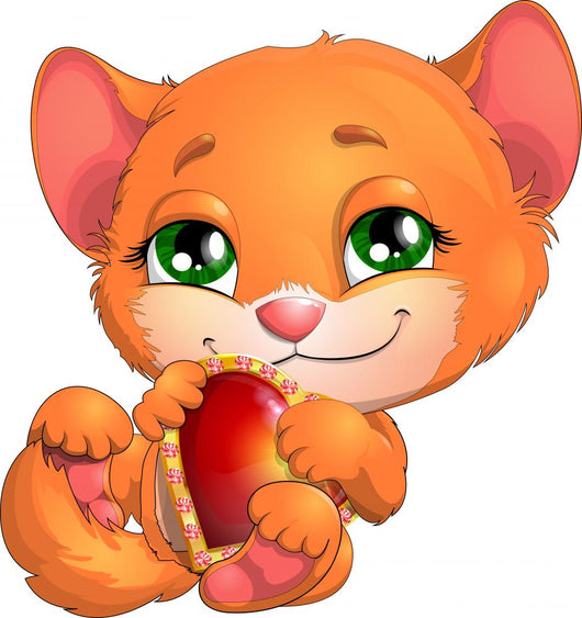 kitten and heart Wall Decal