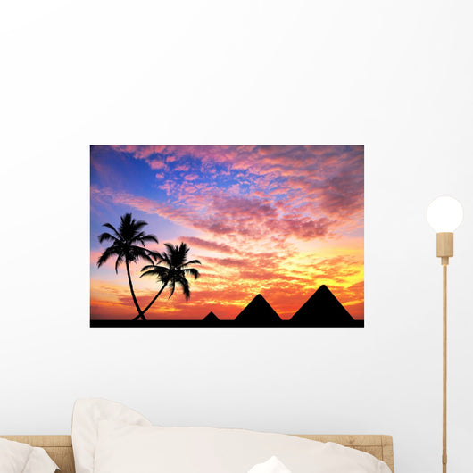 Egyptian Pyramids and Palm Trees Wall Mural