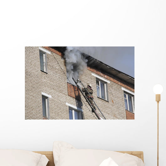 Fireman Extinguish Fire High-rise