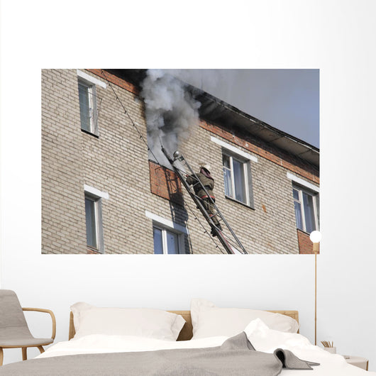 Fireman Extinguish Fire High-rise