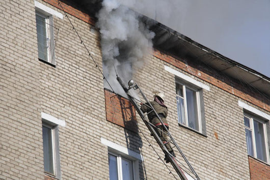 Fireman Extinguish Fire High-rise