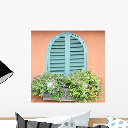Window With Blue Wall Mural