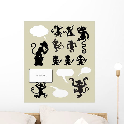 Monkey Silhouettes Wall Mural