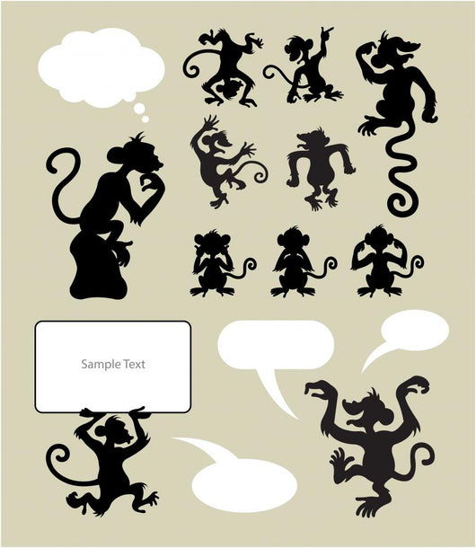 Monkey Silhouettes Wall Mural