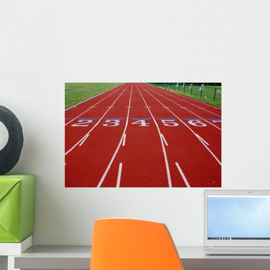 Lanes on a Red Track Wall Mural