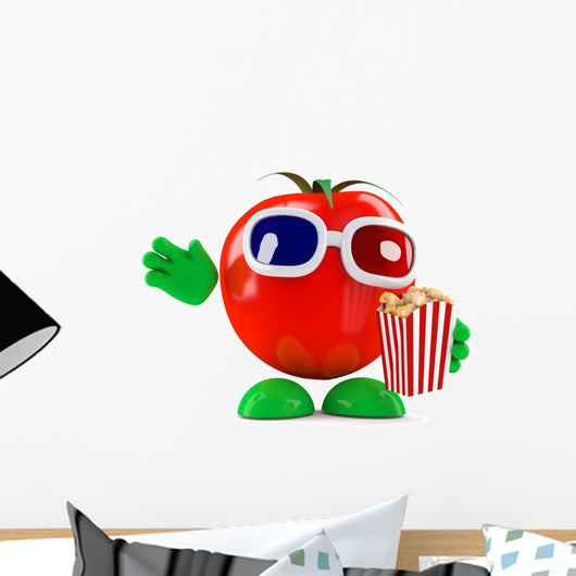 Tomato Eats Popcorn 3D Wall Mural