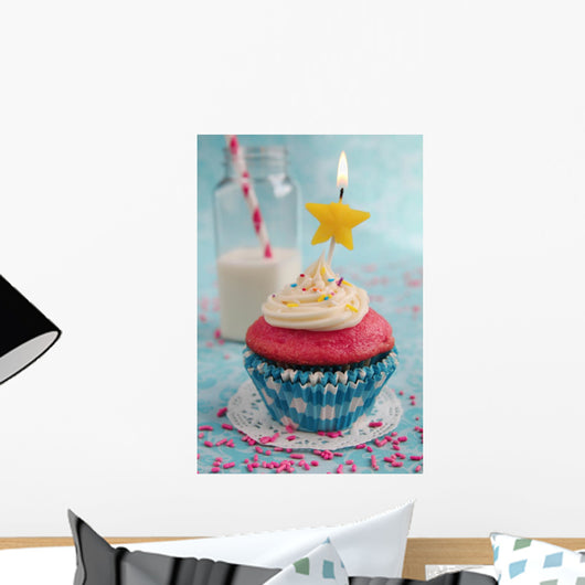 Pink and Blue Cupcake Wall Mural