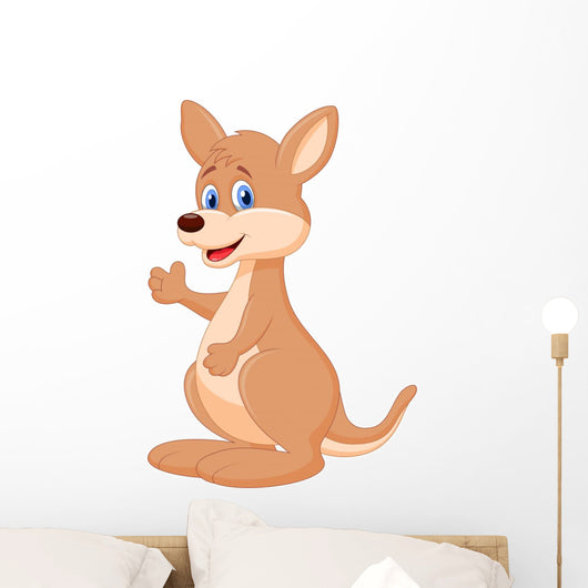 Cute kangaroo cartoon waving hand Wall Decal
