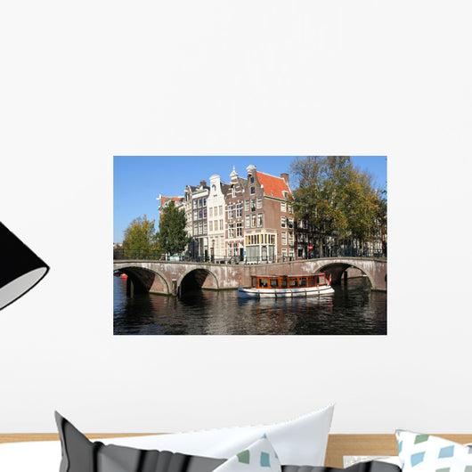 Historic Amsterdam touringboat Wall Mural