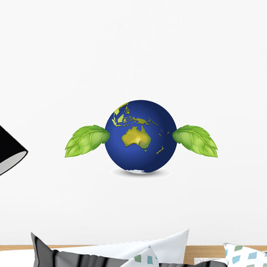 Planet Earth with Leaves Wall Decal