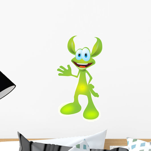 Animated Green Creature Funny Wall Decal