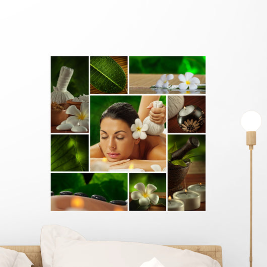Spa Theme Photo Collage Composed of Different Images Wall Mural