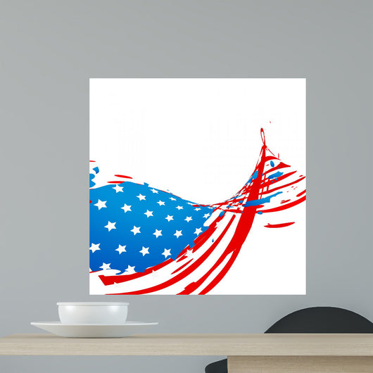 Wave Style American Flag Design Wall Mural