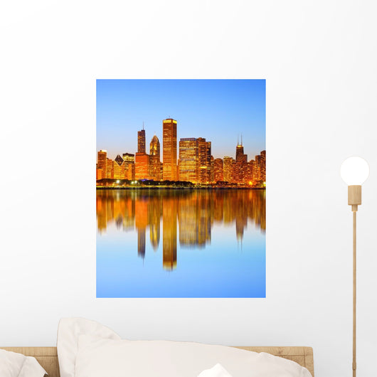 City Chicago Usa Sunset Wall Decal