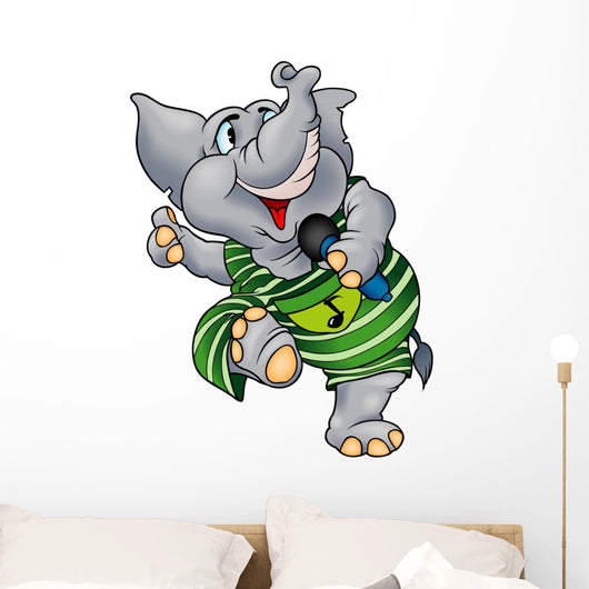 Elephant with Microphone Wall Decal