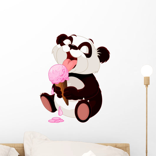 Panda eating ice cream Wall Decal