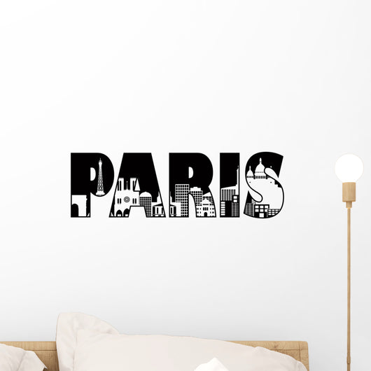 Paris City Skyline Text