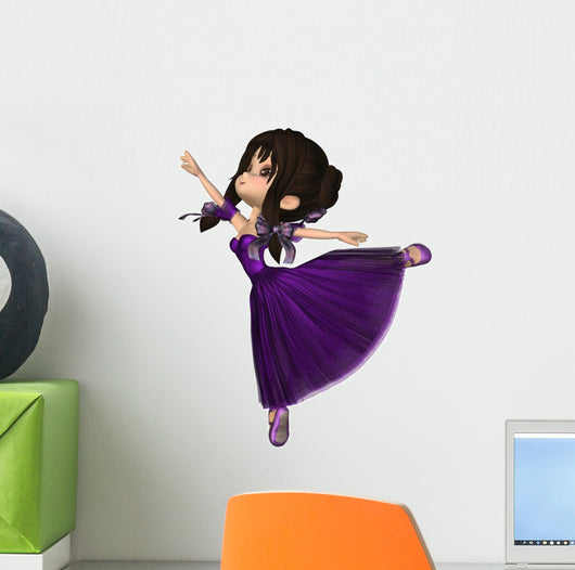 Toon Ballerina in Purple Romantic Style Tutu Wall Decal