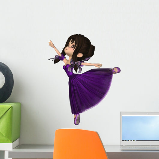 Toon Ballerina in Purple Romantic Style Tutu Wall Decal
