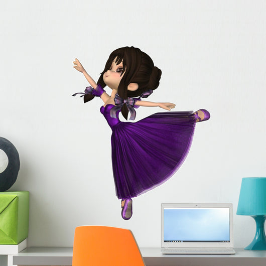 Toon Ballerina in Purple Romantic Style Tutu Wall Decal