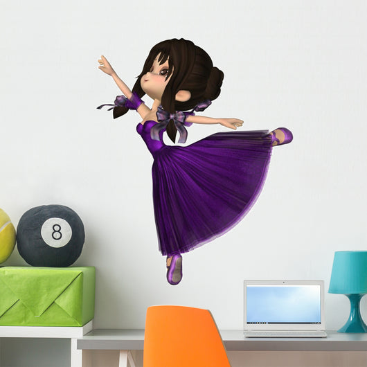 Toon Ballerina in Purple Romantic Style Tutu Wall Decal