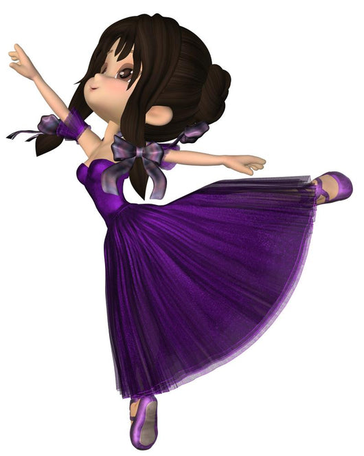 Toon Ballerina in Purple Romantic Style Tutu Wall Decal
